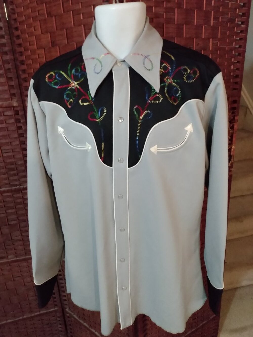 VINTAGE H BAR C CALIFORNIA RANCHWEAR WESTERN SHIRT LONG TAIL LARGE Rockabilly